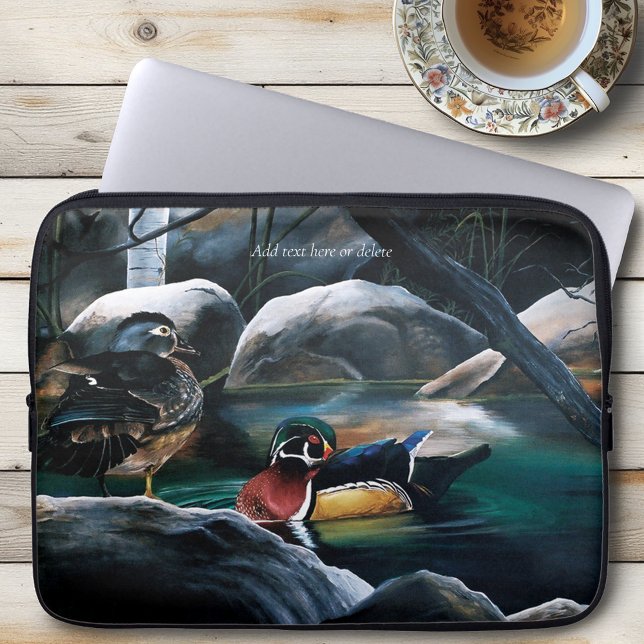 Träand Par Damm Natur Vilda Djur Färgrik Laptop Fodral (Skapare uppladdad)
