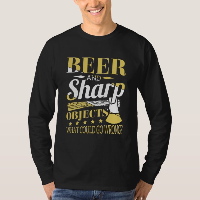 Träarbetarna Pub Crawl, öl och Vassa föremål T Shirt (Framsida)