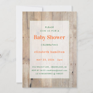 Träbakgrund Baby Shower-inbjudan Inbjudningar