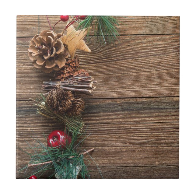 träbakgrund med gräs-konger kakelplatta (Framsidan)