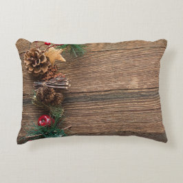 träbakgrund med gräs-konger prydnadskudde