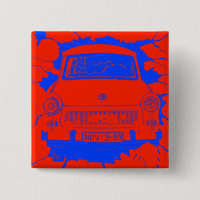 Trabant bil och röd/blåttBerlin vägg Knapp (Framsida)