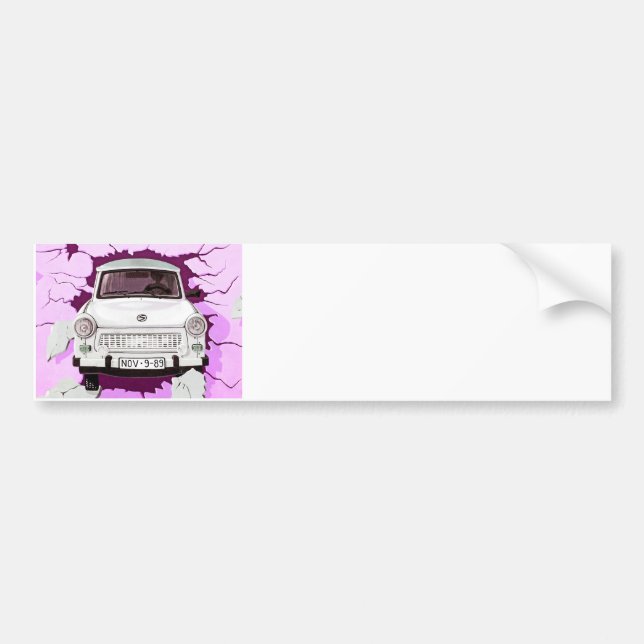 Trabant bil och rosa/lila Berlin vägg Bildekal (Framsidan)