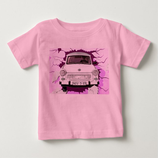 Trabant bil och rosa/lila Berlin vägg Tröja (Framsida)