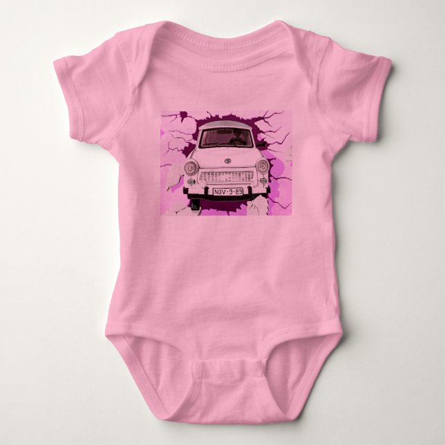 Trabant bil och rosa/lila Berlin vägg Tröja (Framsida)