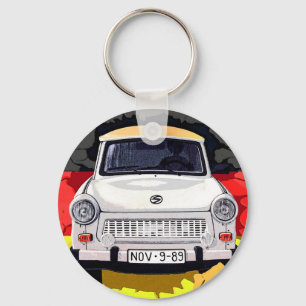Trabant bil och tysk flagga, Berlin vägg Nyckelring