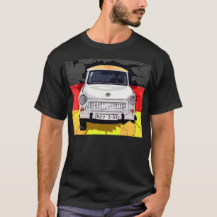 Trabant bil och tysk flagga, Berlin vägg T-shirt