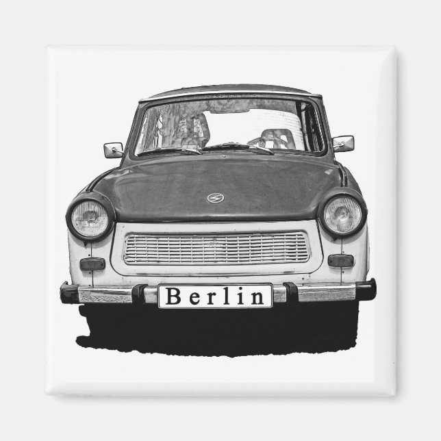 Trabant Car Front, Black and White, Berlin Magnet (Framsidan)