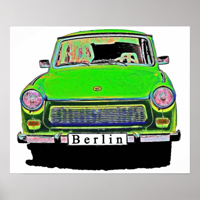 Trabant Car i Grönt, Berlin Poster (Framsidan)