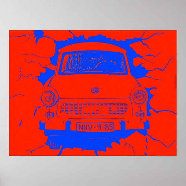 Trabant Car och Red/Blue Berlin Wall Poster (Framsidan)