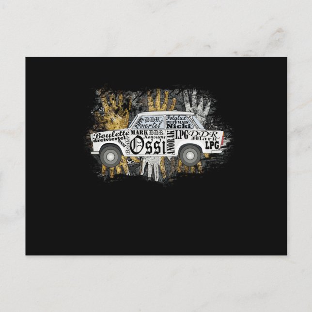 Trabant Pappe DDR Ossi Vykort (Framsida)