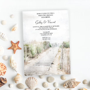 Träbardpromenad till Beach Wedding Shower Inbjudningar
