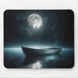 Träbåt på Moonlit Sjö Musmatta
