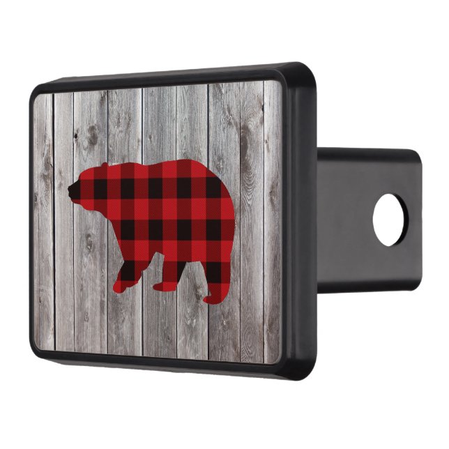 Träbeklädnad från frilandslingan, rödbuffelbjörn dragkroksskydd (Vänster)