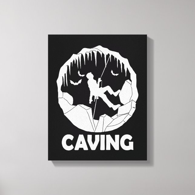 Träbeläggning - Speleologi - utforskning av grotto Canvastryck (Framsida)