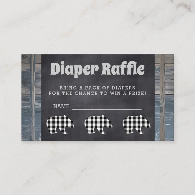 Träbetsbricka Rustit Diaper Raffle Insert Cards Tilläggskort (Framsida)
