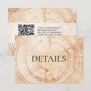 Träbetsinformation Rustic Bröllop QR-kodmall Tilläggskort