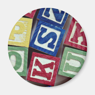 Träblock med alfabeter, för barn magnet