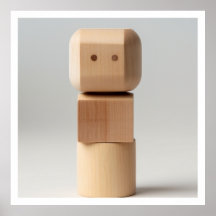 Träblock med Carved Ansikte