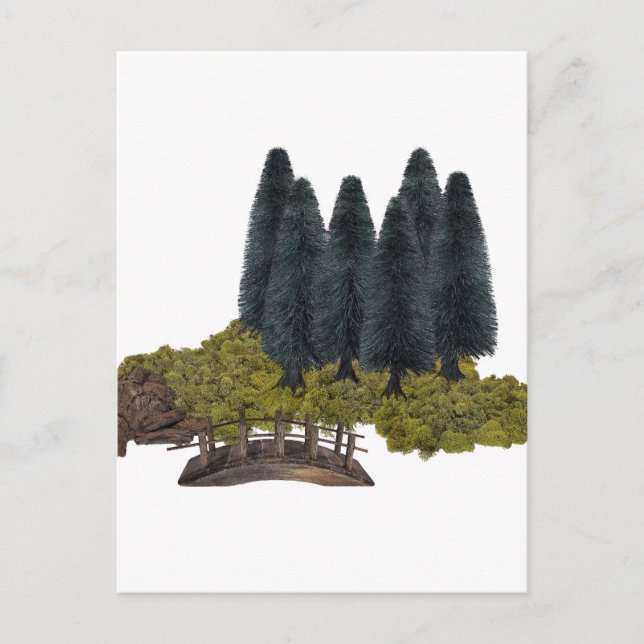 Träbro i bergsskogen helg vykort (Framsida)
