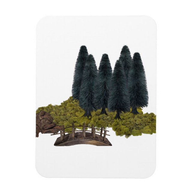 Träbro i bergsskogen magnet (Vertikal)