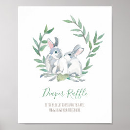 Träbunnies Diaper Raffle Baby Shower Sign Poster