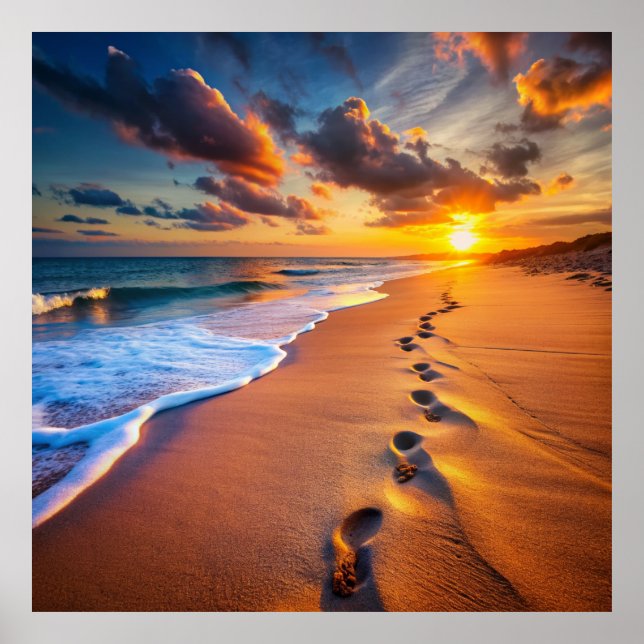 traces de pas sur la plage poster (Framsidan)