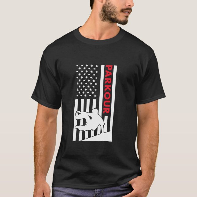 Traceur Us Flag Parkour  1 T Shirt (Framsida)