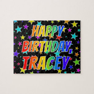"TRACEY" First Namn, Roligt "GRATTIS PÅ FÖDELSED Pussel