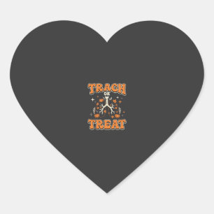 Trach eller Treat Halloween Andningsdesign Hjärtformat Klistermärke