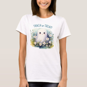Trach eller Treat Halloween andningsterapi T Shirt