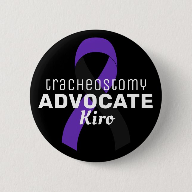 Tracheostomy Advocate Ribbon Black Button Knapp (Framsida)