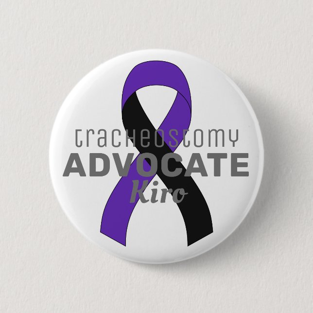 Tracheostomy Advocate Ribbon White Button Knapp (Framsida)