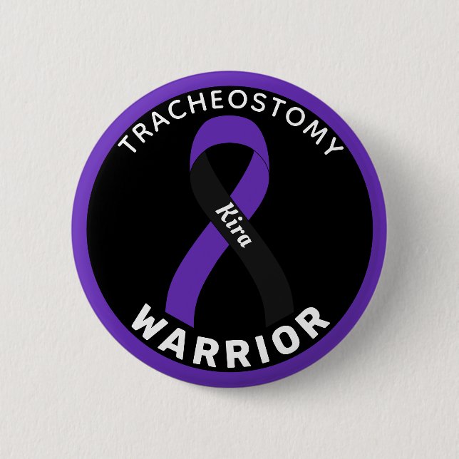 Tracheostomy Warrior Ribbon White Button Knapp (Framsida)