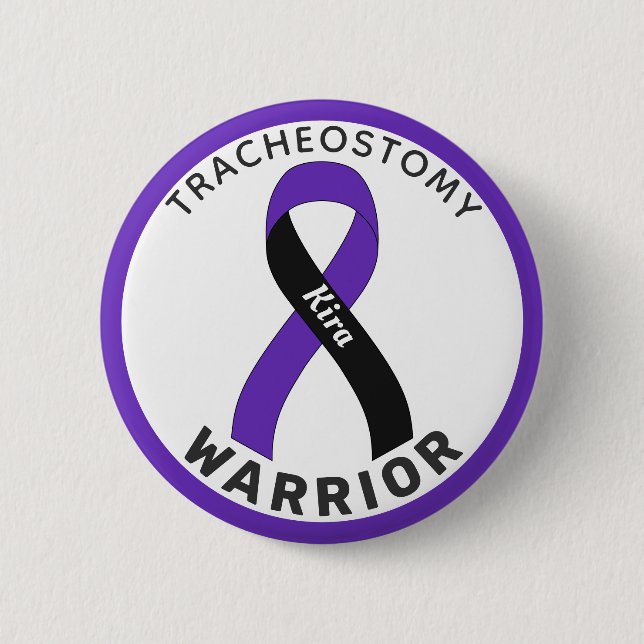 Tracheostomy Warrior Ribbon White Button Knapp (Framsida)