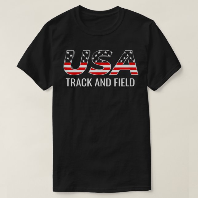 Track and Fält American Flagga USA 4 juli Patriot T Shirt (Design framsida)