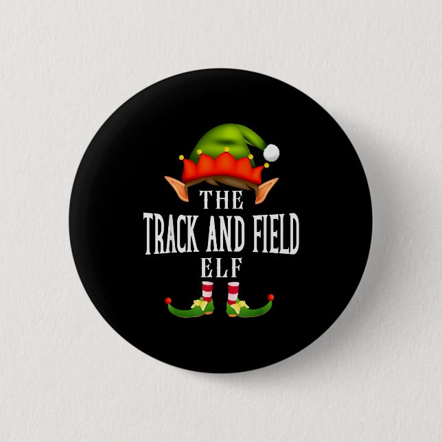 Track And Field Elf Group Funny Christmas Pajama P Knapp (Framsida)