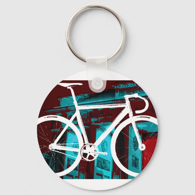 Track Bike Berlin - röd blå Nyckelring (Framsida)