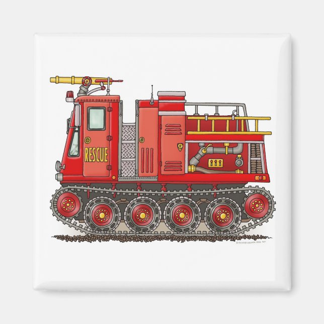 Track Fire Lastbil Square Magnet (Framsidan)