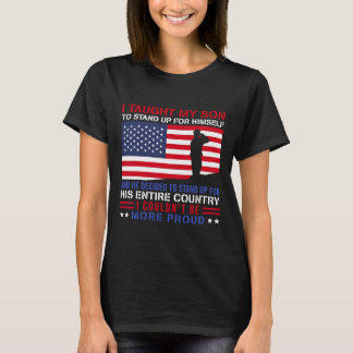 Träck min son hur jag ställer upp stolt militärmam t shirt