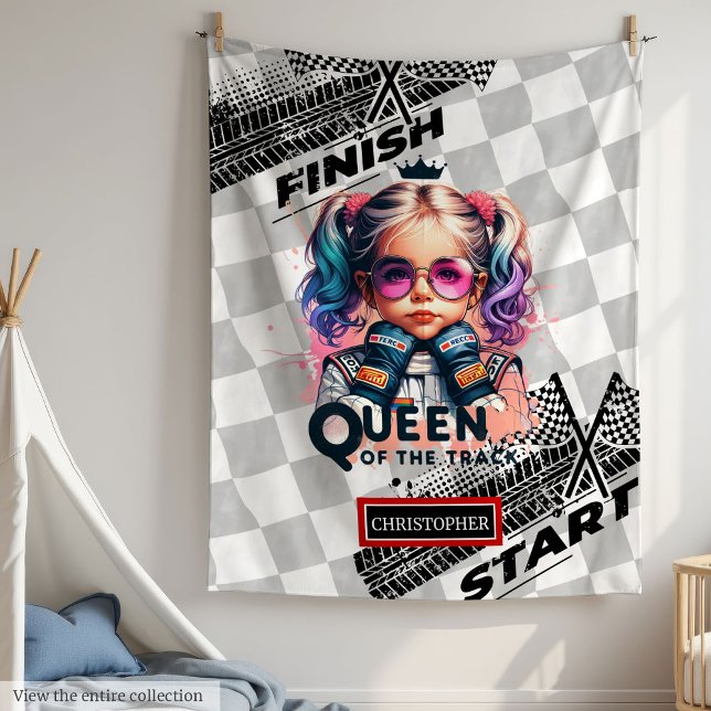 Track Tävla Sport Car Birthday Gift Fleecefilt (Queen of the Track Racing Sport Car Birthday Gift Fleece Blanket)