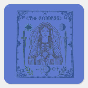 Träcker, tarot guddess dekal, mystisk, gammal, fyrkantigt klistermärke