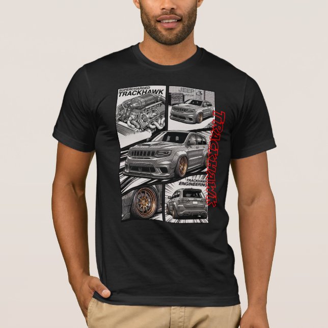 Trackhawk Supercharged V8 JDM Manga Panel T Shirt (Framsida)