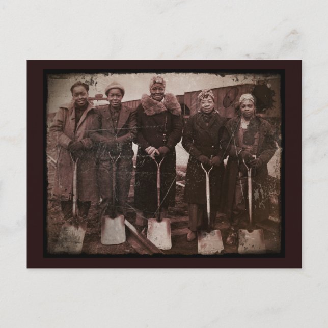Trackkvinnor på järnvägen WWII Vykort (Framsida)