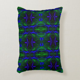 Traços azuis 'flutuando' sobre fundo verde. prydnadskudde