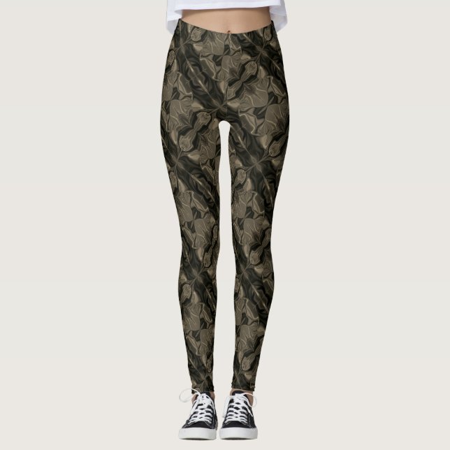 Traços e forms marrom muito escuro e tons claros leggings (Framsida)