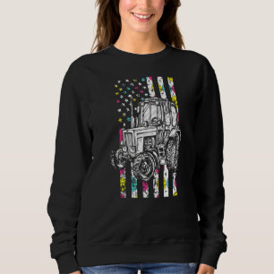 Tractor American Flagga Day Cute Egg Hunt Boy T Shirt