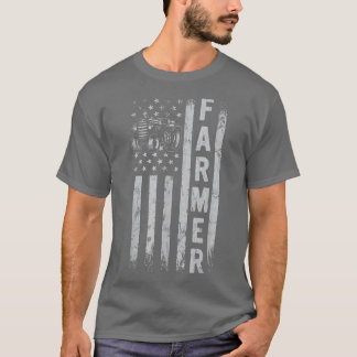 Tractor American Flagga Graphic Patriotic Farmer F T Shirt
