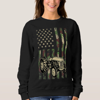 Tractor American Flagga Patriotic Camo Farmer Papp T Shirt