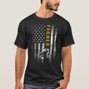 Tractor American USA flagga Funny Farmer Rancher F T Shirt